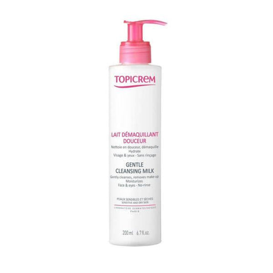 Topicrem Gentle Cleansing Milk 200ml - Paraben-Free Makeup Remover for Dry & Sensitive Skin