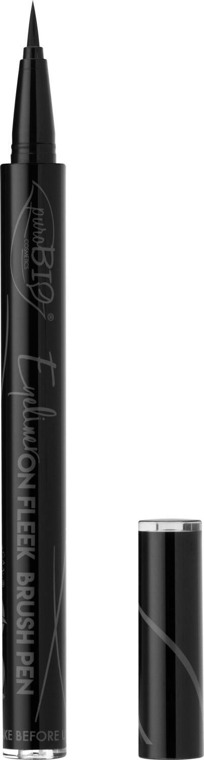 Purobio 01 Eyeliner Brush Pen - Delineador preciso, maquillaje orgánico para ojos sensibles