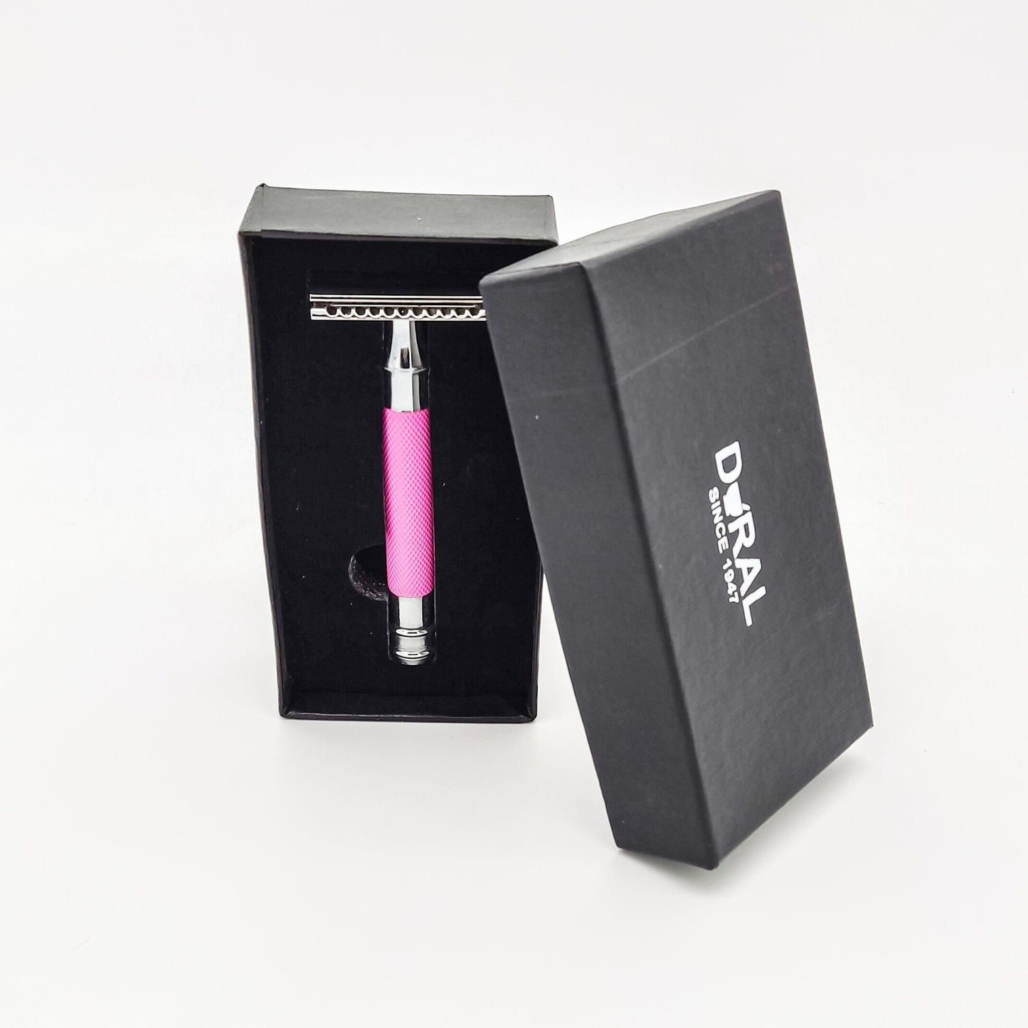 Dural Heavy Stroud Head Double Edge Safety Razor Duty Pink/Silver + Pouch Safety Razor Pasteur Pharmacy