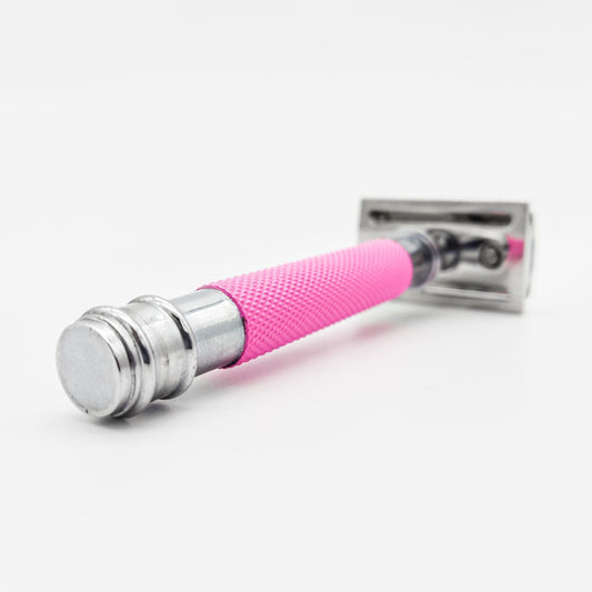 Dural Heavy Stroud Head Double Edge Safety Razor Duty Pink/Silver + Pouch Safety Razor Pasteur Pharmacy