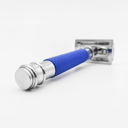 Dural Heavy Stroud Head Double Edge Safety Razor Duty Blue/Silver + Pouch Safety Razor Pasteur Pharmacy