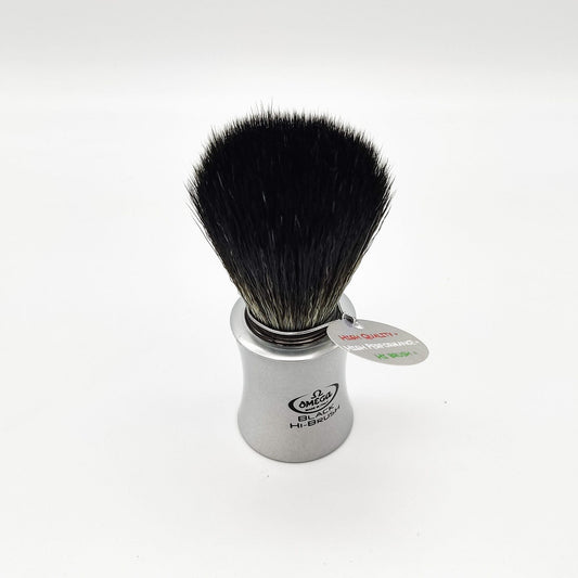 Omega Italy Shaving Brush 196820 Hi-Brush Synthetic Hair Black Vegan Alu-Farbe Shaving Brush Pasteur Pharmacy