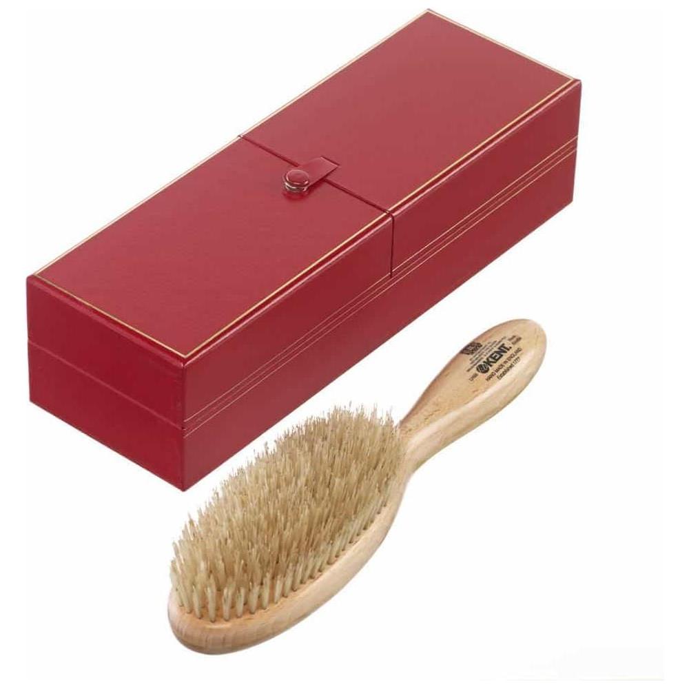 Brosse à cheveux Kent LHS5 ovale faite à la main en bois de satin et soies blanches.