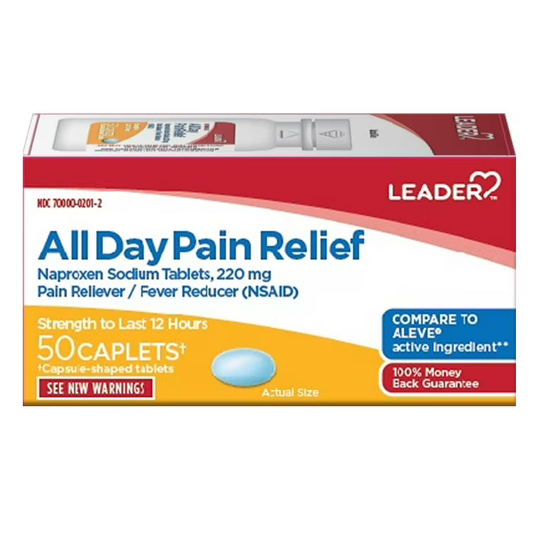 Leader 12 hour Pain Reliever & Fever Reducer 220MG Caplets 24 ct Caplets Pasteur Pharmacy