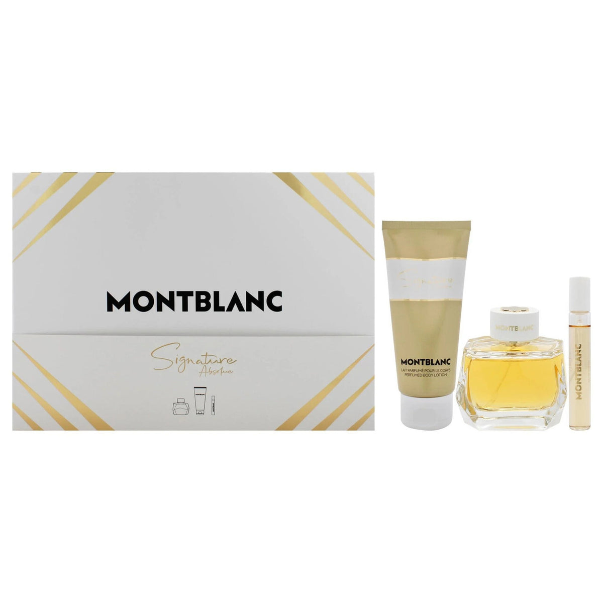 MONT BLANC SIGNATURE ABSOLUE 3 PCS SET FOR WOMEN: 3 OZ EAU DE PARFUM SPRAY + 3.3 BODY LOTION + 0.25 EAU DE PARFUM SPRAY