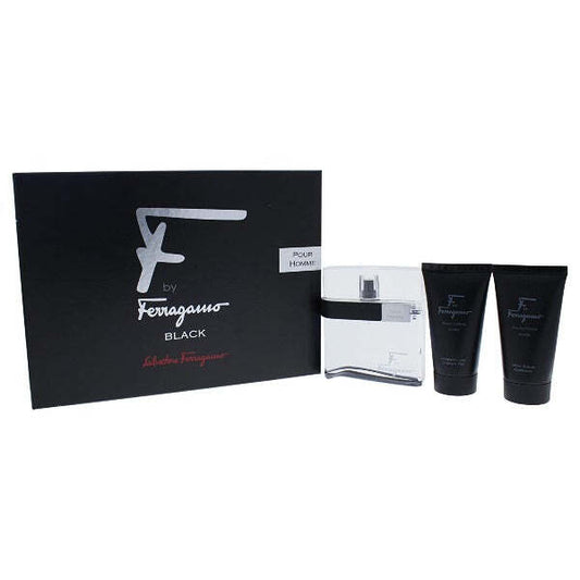F By Ferragamo Pour Homme Black 3 Piece Gift Set Men's Gift Sets Salvatore Ferragamo