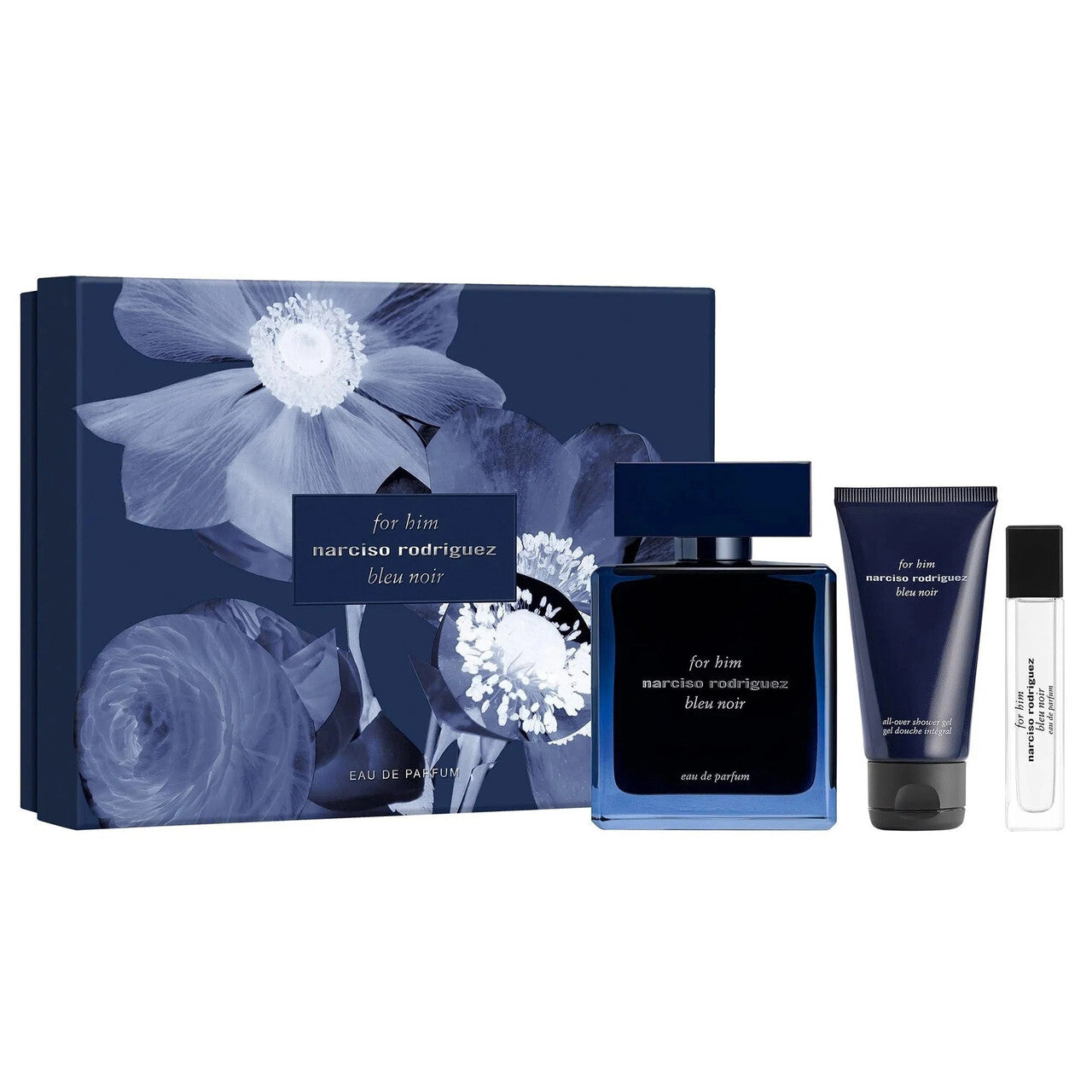 Narciso rodriguez for him blue noir 3 pcs set: 3.3 eau de parfum + 0.33 eau de parfum + 1.6 shower gel Men Fragrant Nest