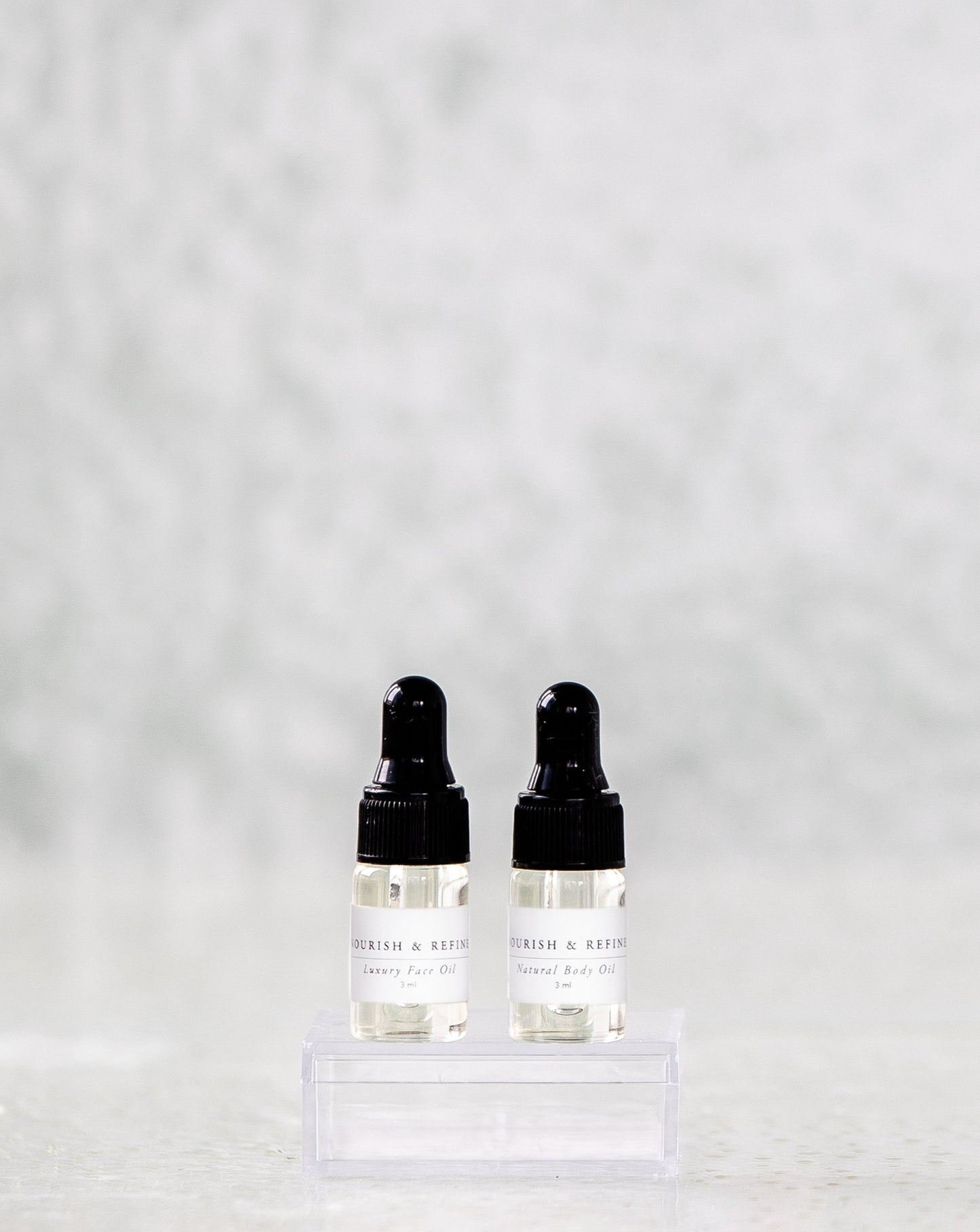 Nourish and Refine Mini Lux Face & Body Oil Set Travel Size Organic Skincare Nourish and Refine