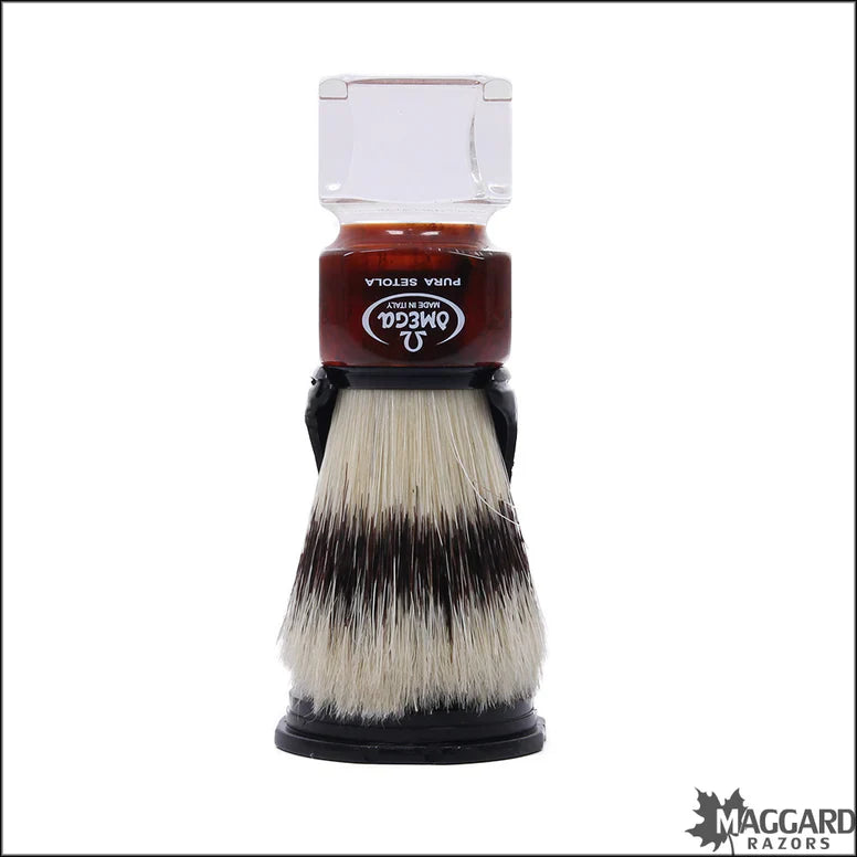 Omega Deluxe Boar Shaving Brush W/stand 81025 Faceted Red/clear Shaving Brush Pasteur Pharmacy