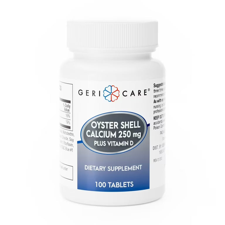 Geri-Care Oyster Shell Calcium with Vitamin D3, 250 mg Tablets, 100 Unit Dose Vitamins & Supplements Pasteur Pharmacy