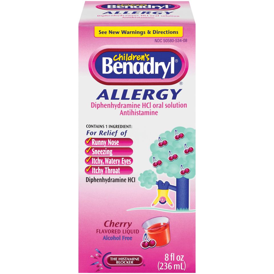 Children's Benadryl Dye-Free Allergy Liquid - 12.5mg - Cherry Flavor - 8 fl oz Medicine & Drugs Pasteur Pharmacy