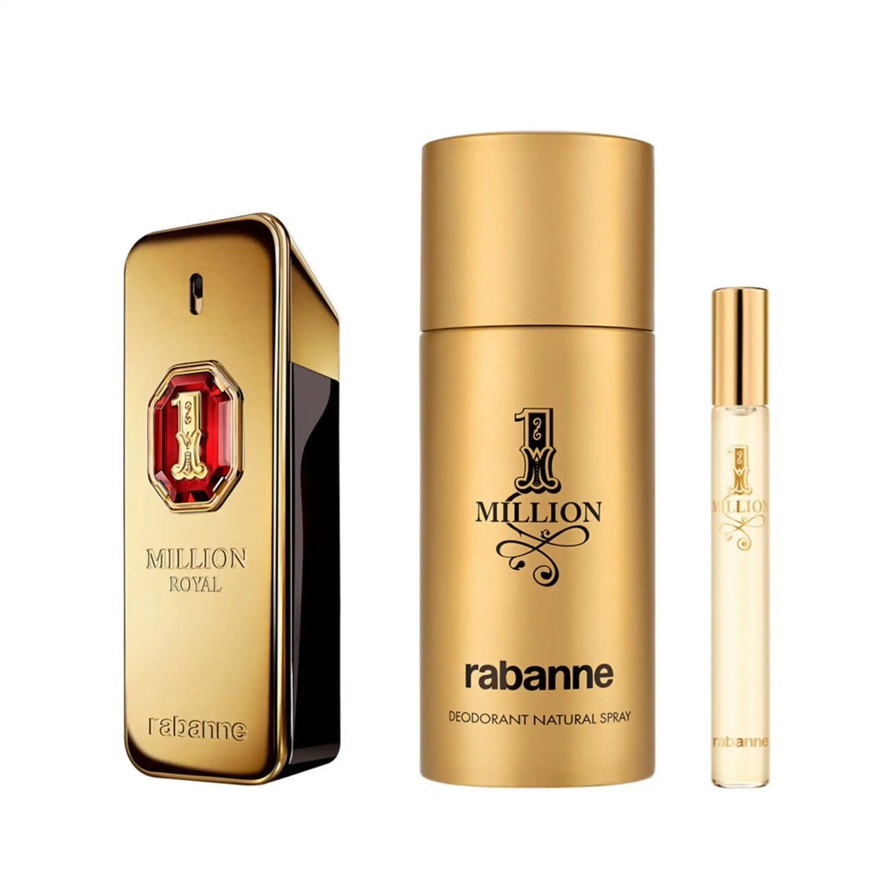 PACO RABANNE ONE MILLION ROYAL 3 PCS SET FOR MEN: 3.4 PARFUM SPRAY + 0.33 OZ PARFUM SPRAY + 150ML DEODORANT SPRAY MEN Fragrant Nest