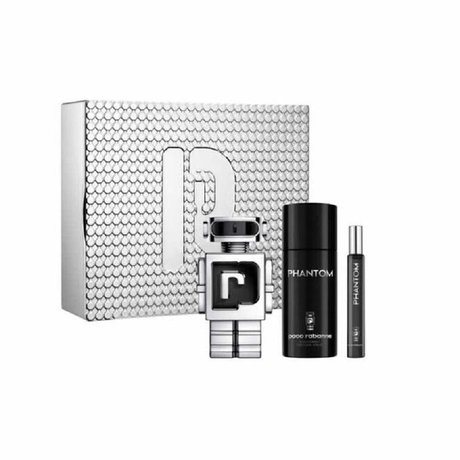 PACO RABANNE PHANTOM 3 PCS SET FOR MEN: 3.3 EAU DE TOILETTE SPRAY + 5 OZ DEODORANT SPRAY + 0.33 EAU DE TOILETTE SPRAY Men Fragrant Nest