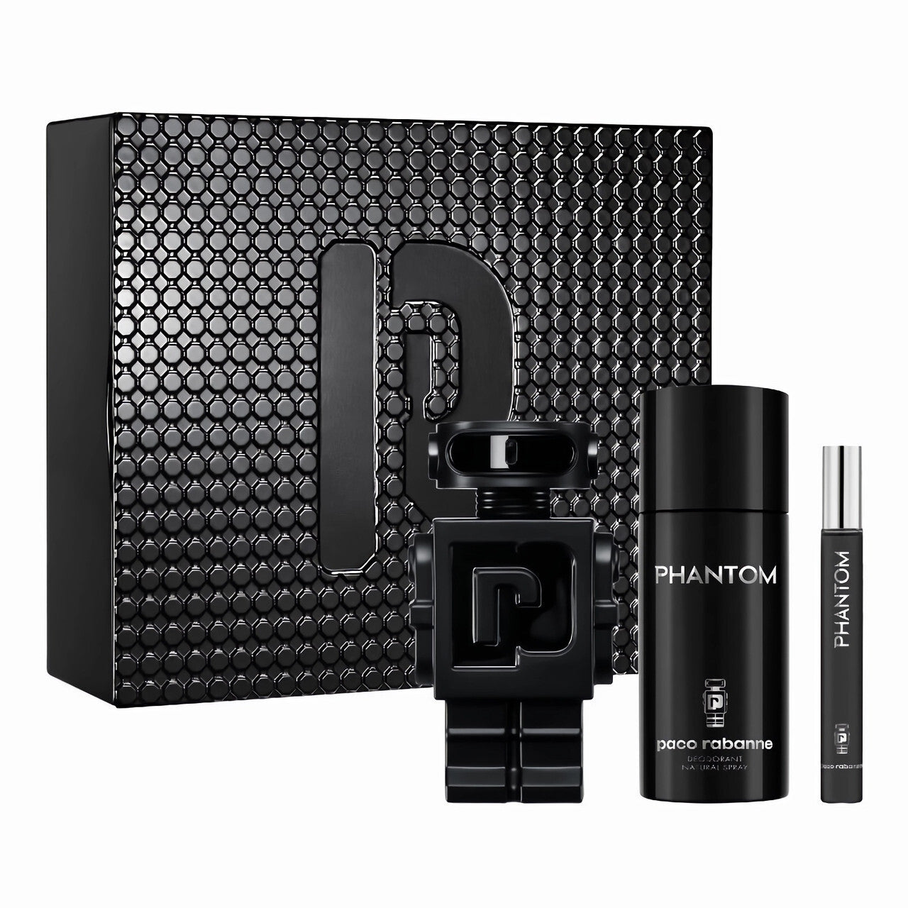 PACO RABANNE PHANTOM PARFUM 3 PCS SET FOR MEN: 3.4 PARFUM SPRAY + 0.33 OZ PARFUM SPRAY + 150ML DEODORANT SPRAY Men Fragrant Nest