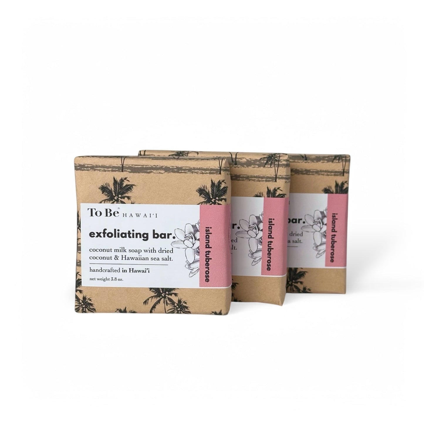 To Be Hawai'i Island Tuberose Exfoliating Soap Bar Handcrafted Soap To Be Hawai'i Everyday Deluxe (3.8 oz)