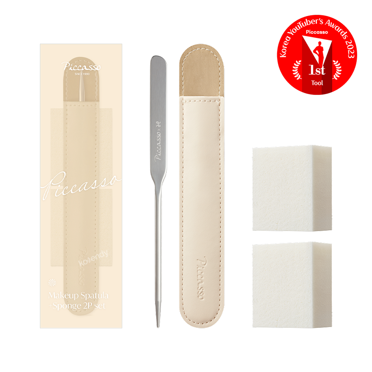 Piccasso Makeup Spatula Sponge Set for Smooth Base Application 2P