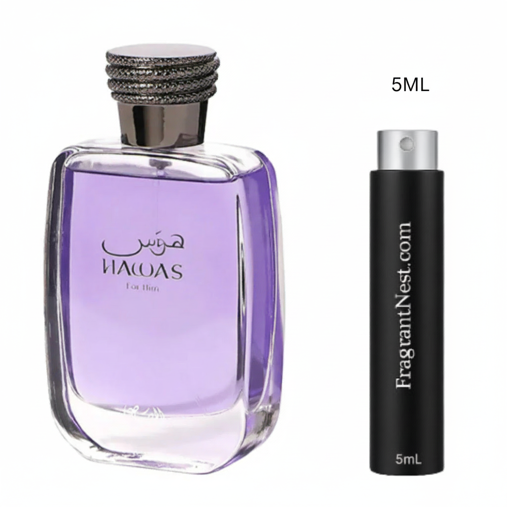 Rasasi Hawas Eau De Parfum Travel Spray | Sample Fragrant Nest 5mL Travel Size (75 Sprays)