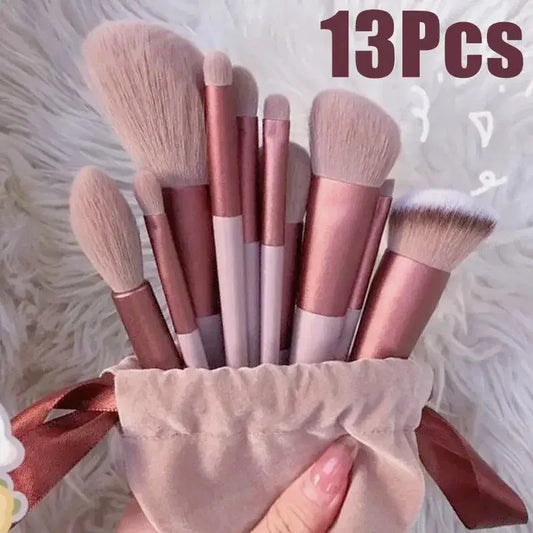 Color: PURPLE, Ships From: CHINA - 13 PCS Makeup Brushes Set Eye Shadow Foundation Women Cosmetic Brush Eyeshadow Blush Beauty Soft Make Up Tools Bag