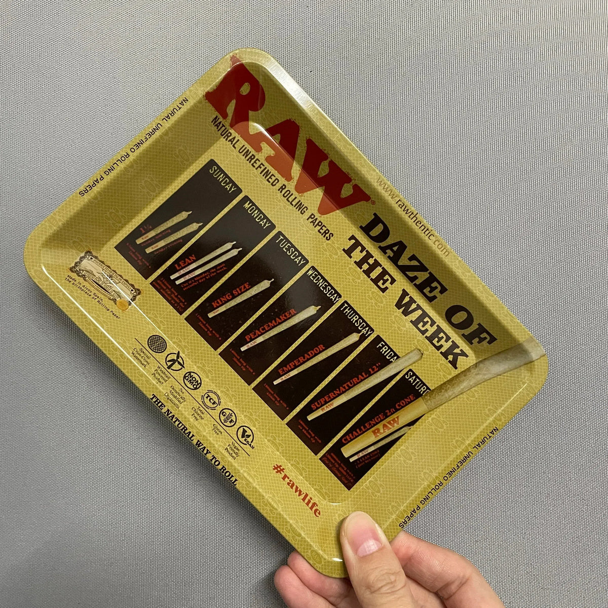 Color: GRAY - RAW Classic Rolling Tray Multi Designs Available