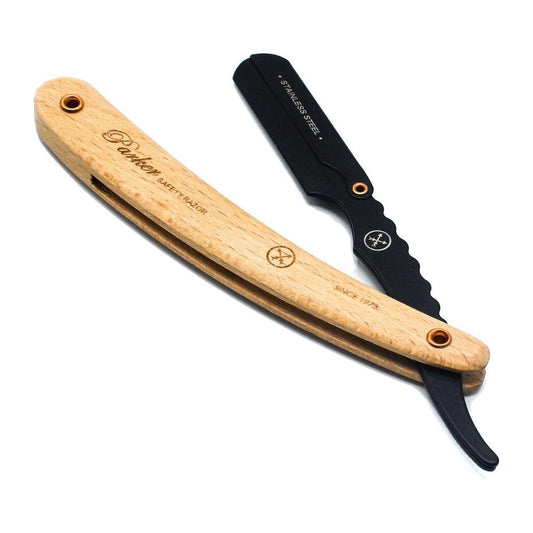 Parker SRPBA Clip-Type Pine Wood Handle Stainless Steel Straight Barber Razor Barber Razor Pasteur Pharmacy