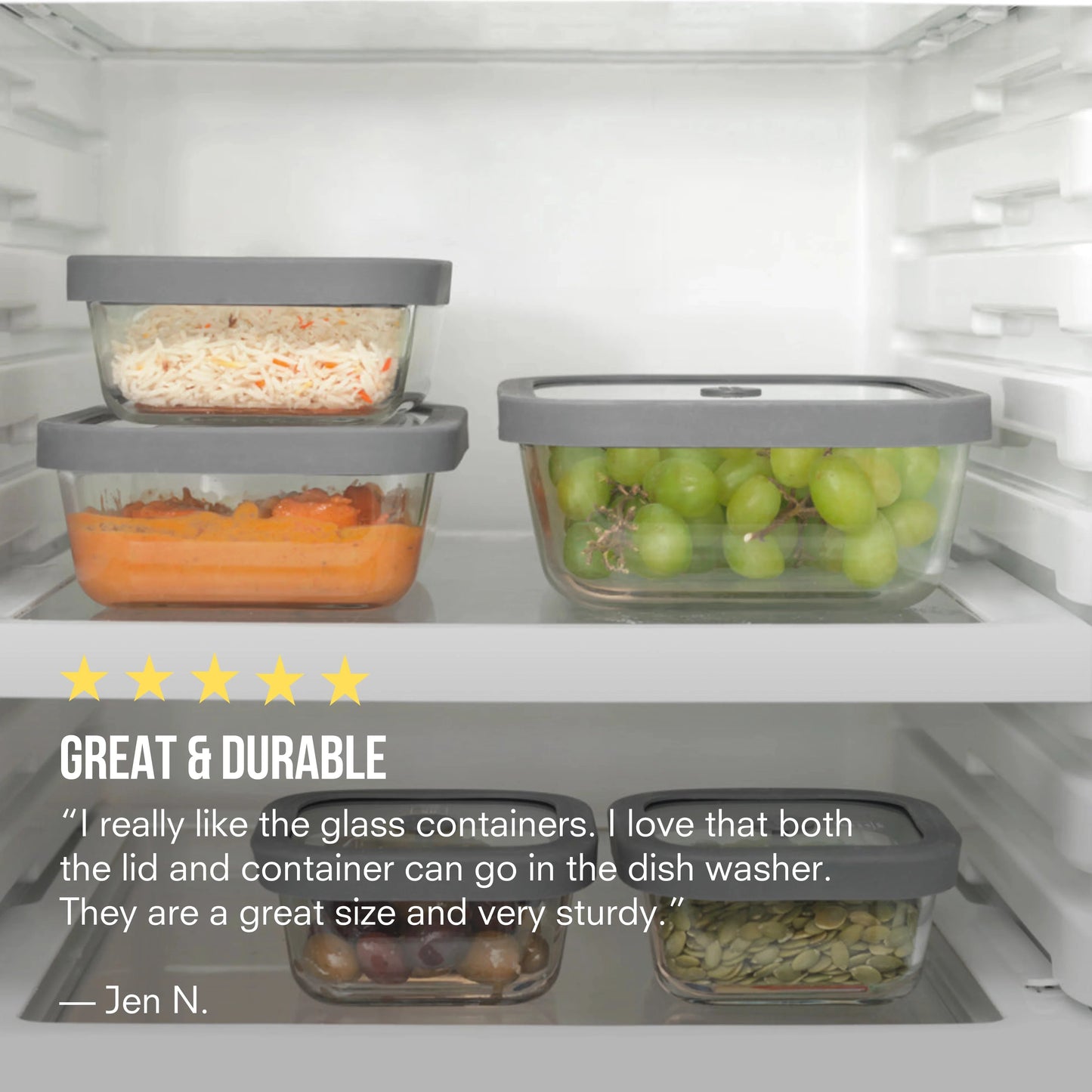Square Glass Food Storage Containers (Set of 4) Household Public Goods