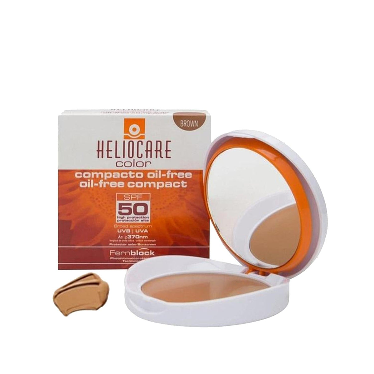 Heliocare Oil-Free Compact Sunscreen SPF 50 for Brown Skin - Portable Sun Protection
