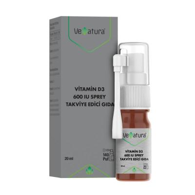 VeNatura Vitamin D3 Spray 600 IU: Boost Bone Health & Immunity - Easy Oral Supplement for Adults & Children