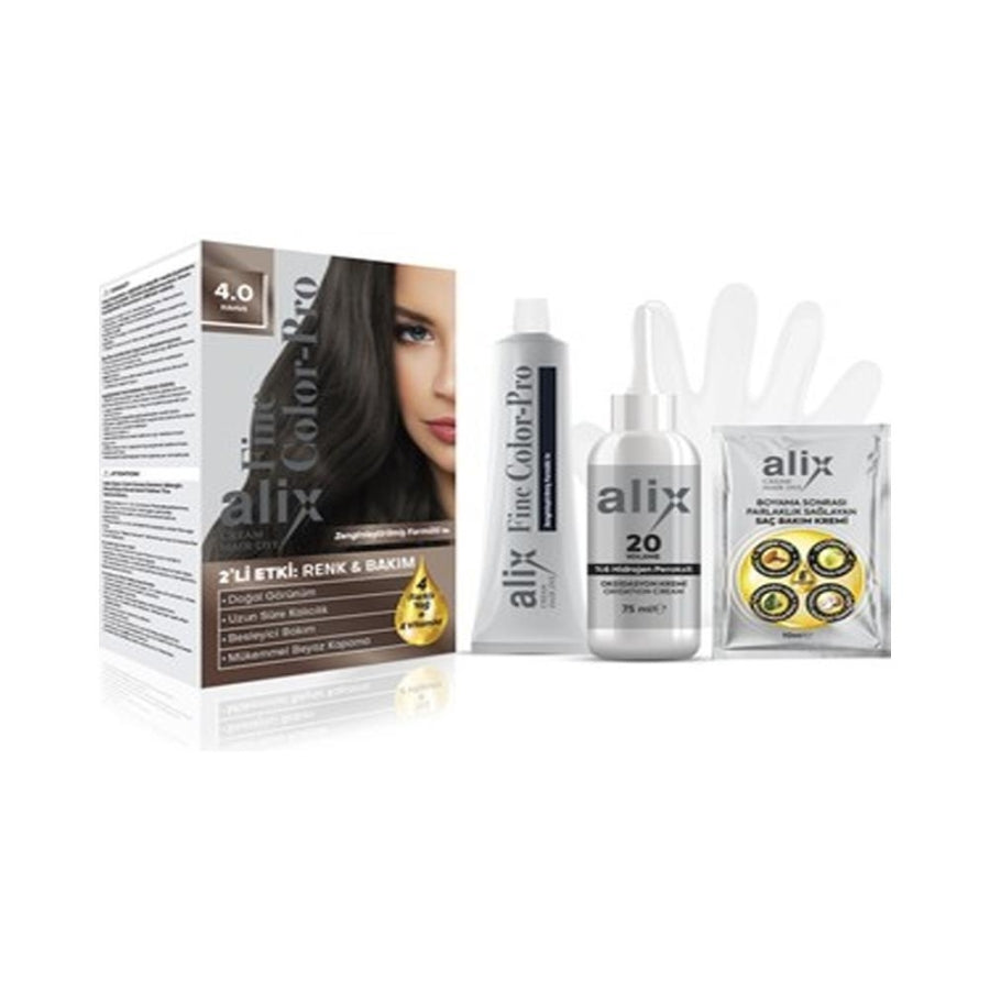 Alix Cream Hair Color 4-0 Brown for Full Coverage 50ml