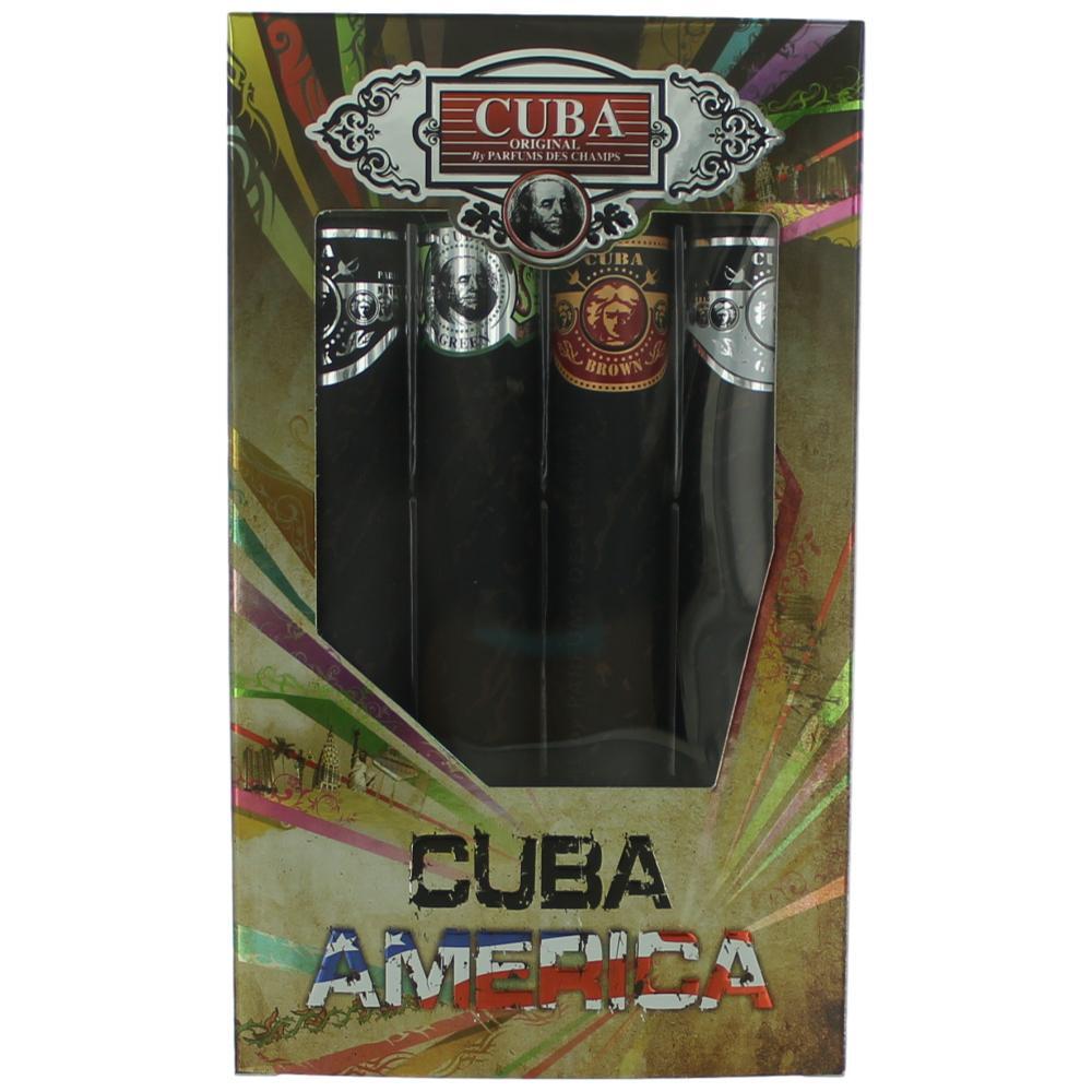 Cuba America by Cuba, 4 Piece Gift Set for Men with Black, Grey, Green & Brown Men Gift Sets Cuba