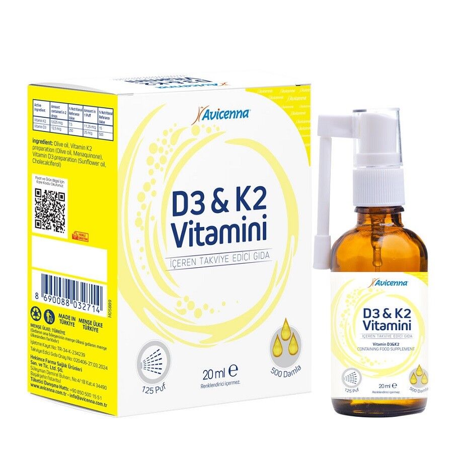 Avicenna Vitamin D3 & K2 Oral Spray for Bone Support 20ml