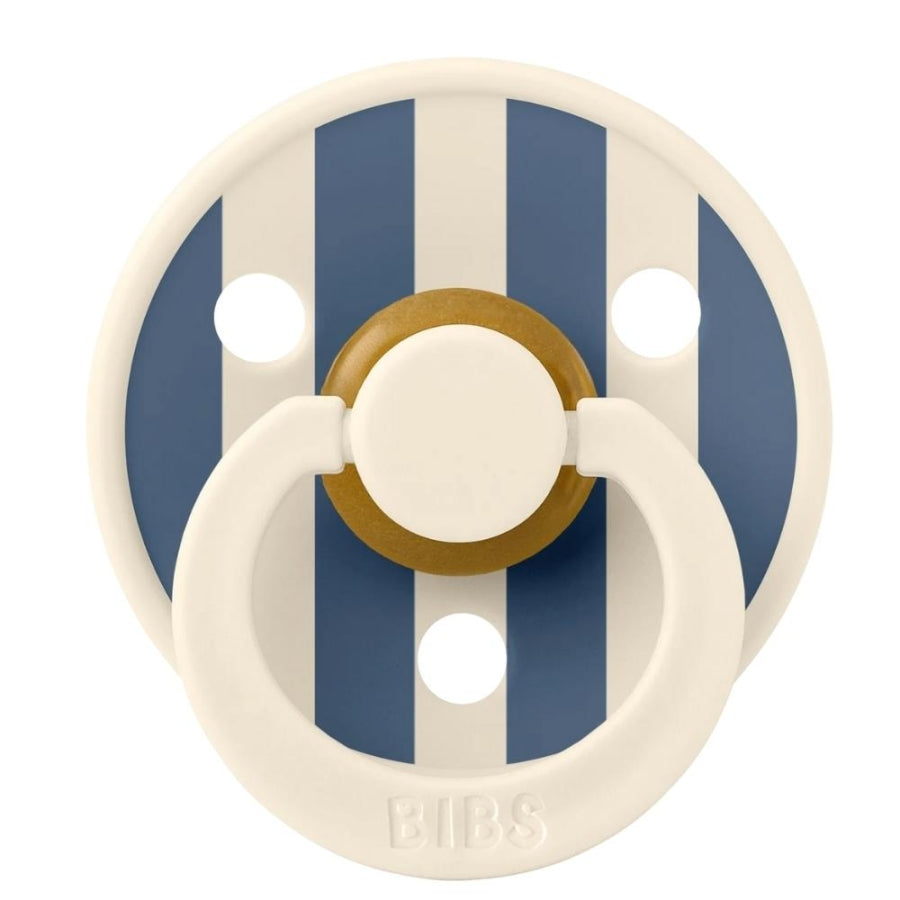 Bibs Studio Colour Block Rubber Pacifier Ivory Steel 0-6m