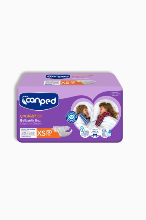 Canped Extra Small XS Belted Incontinence Briefs for Kids 30 Count