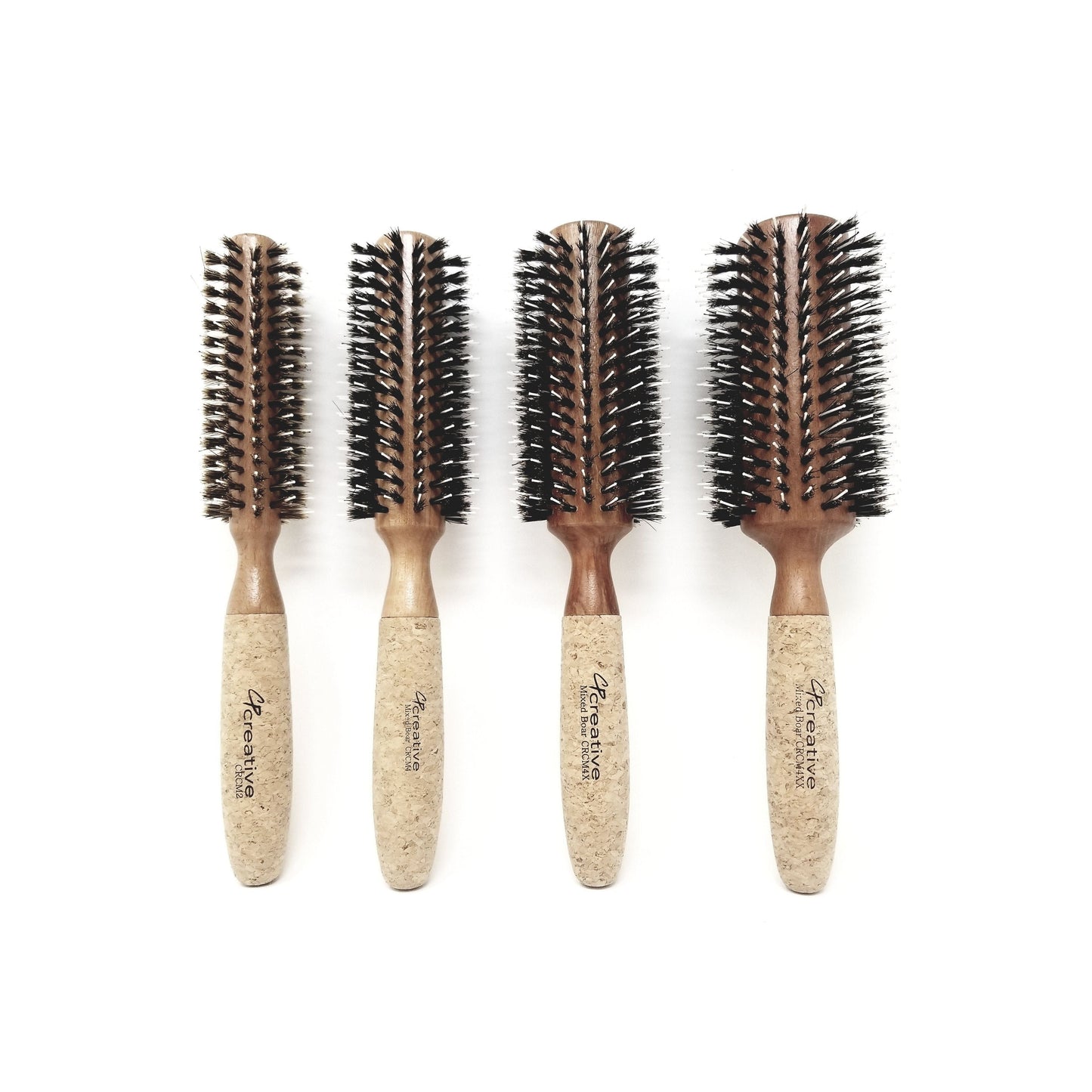 Eco-Friendly Birchwood and Cork Mixed Boar Bristle Round Hair Brush Hair Brush Pasteur Pharmacy Set of all 4 sizes