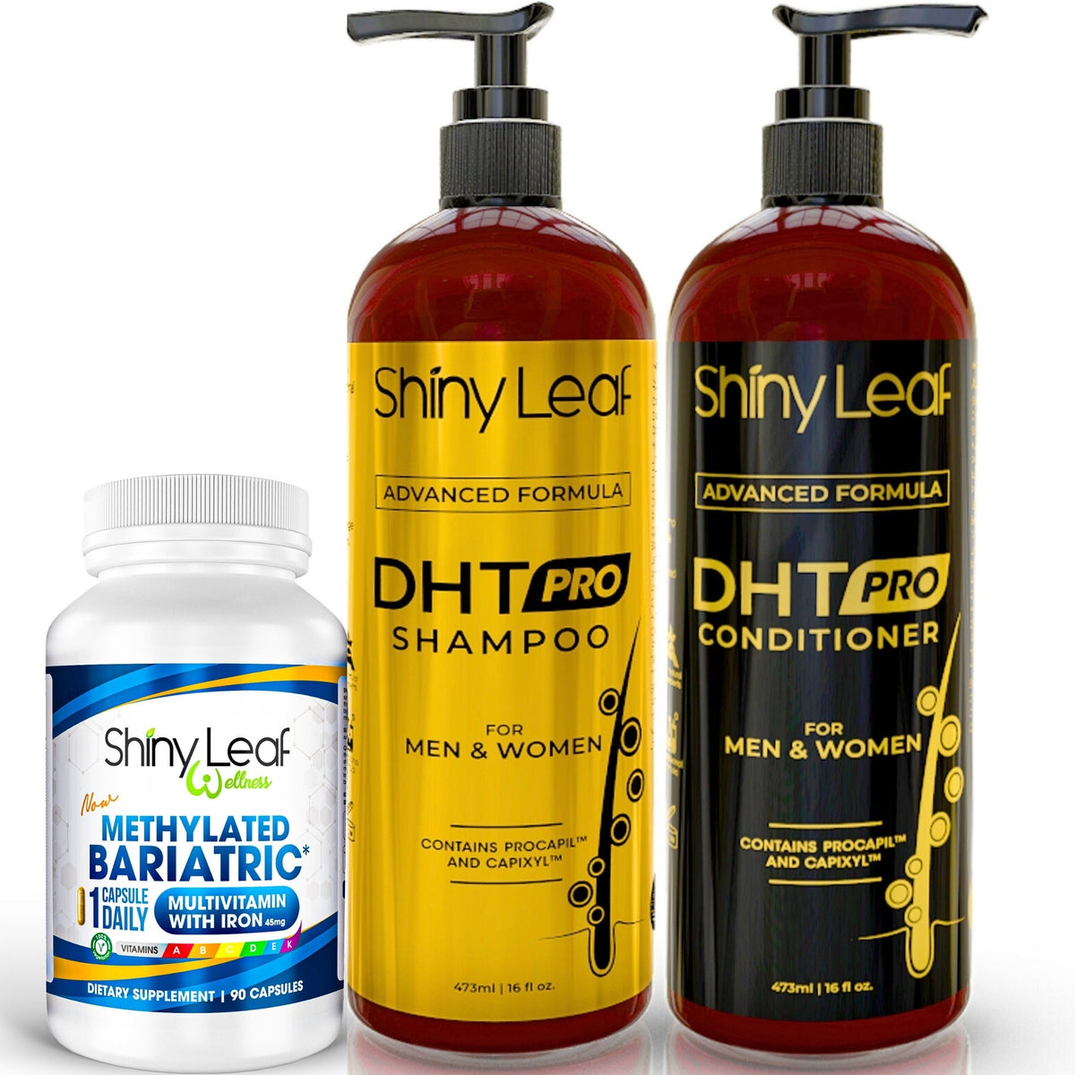 Bariatric Multivitamin with Iron With DHT Pro Shampoo and Conditioner Hair Care Bundle
