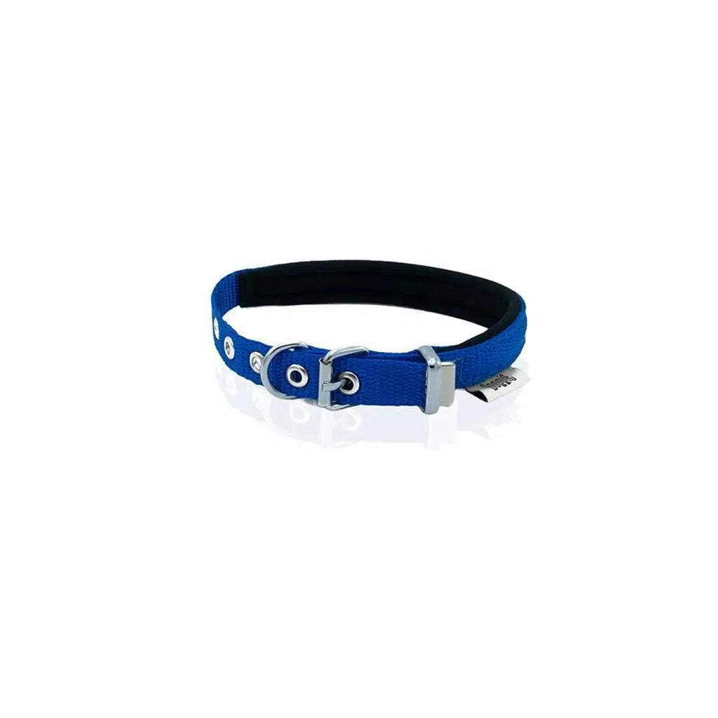 Collier pour chien tissé uni Doggie DSBT bleu roi taille M
