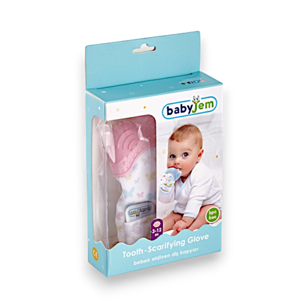 Babyjem Baby Teething Mitten for Soothing Gums Pink 3-12 Months