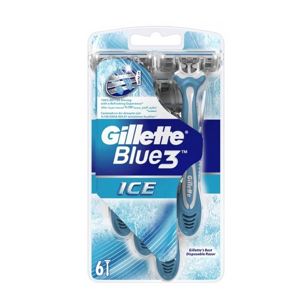 Gillette Blue 3 Ice Disposable Razors Cooling Effect 6 Count
