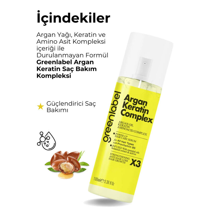 Complexe de soin capillaire fortifiant à l'argan et à la kératine Greenlabel 100 ml
