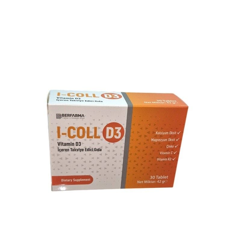 Berline Ilac I-COLL D3 Calcium and Vitamin D3 Supplement 30 Tablets