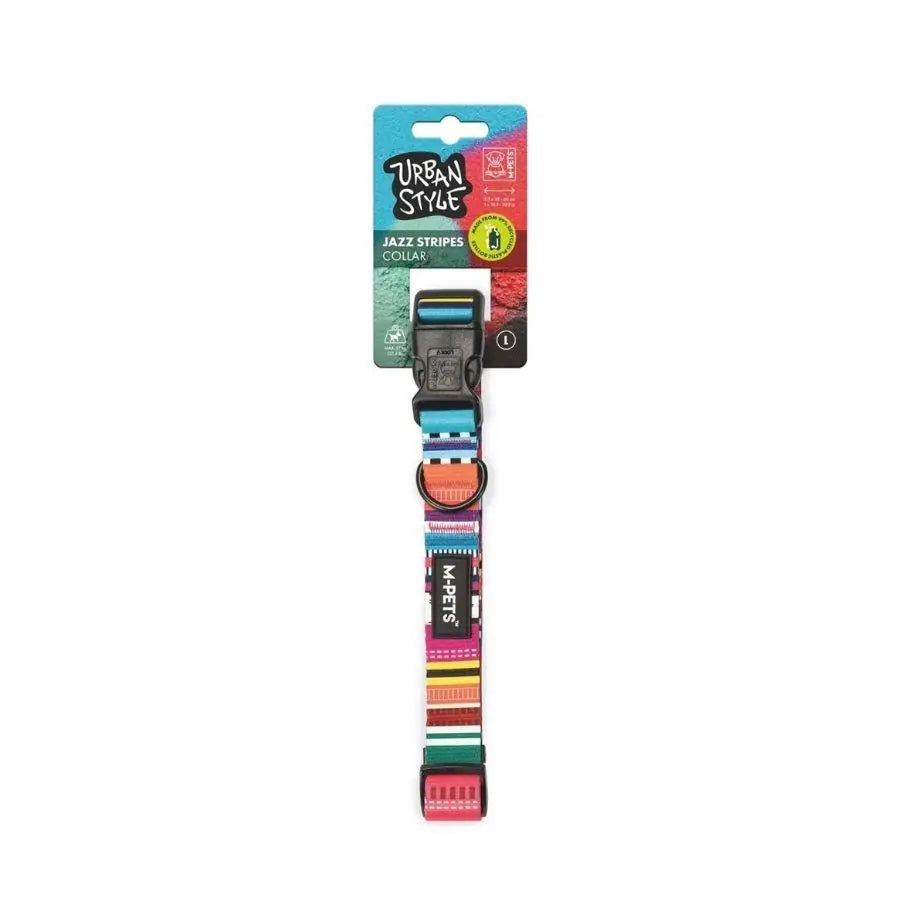 M-Pets Urban Style Jazz Stripes Dog Collar L