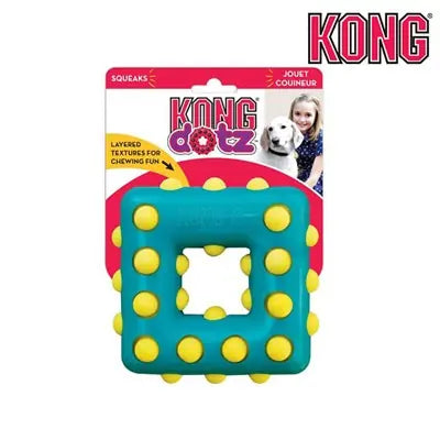 KONG Dotz Square Durable Chew Toy for Small & Medium Dogs 10cm