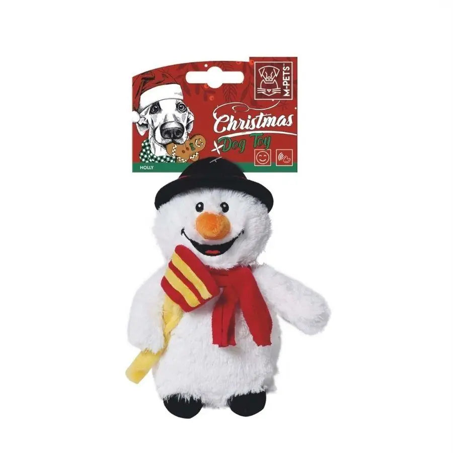 M-Pets Christmas Holly Plush Dog Toy Festive Squeaker 20 cm