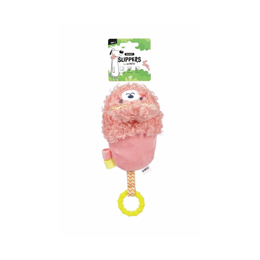Jouet pour chien en peluche M-Pets Slippers Bunny rose pour le jeu