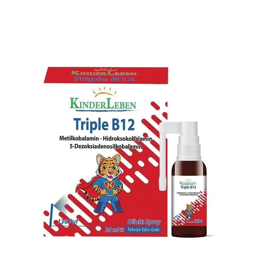 Spray de vitamine B12 triple Kinderleben avec 3 formes de B12 20 ml