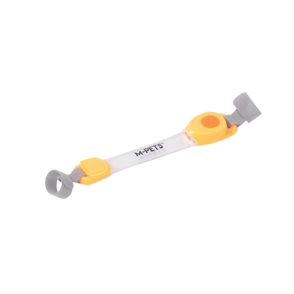 Sangle de sécurité LED pour chien M-Pets Flash, haute visibilité, orange, 3,7 x 18,5 cm