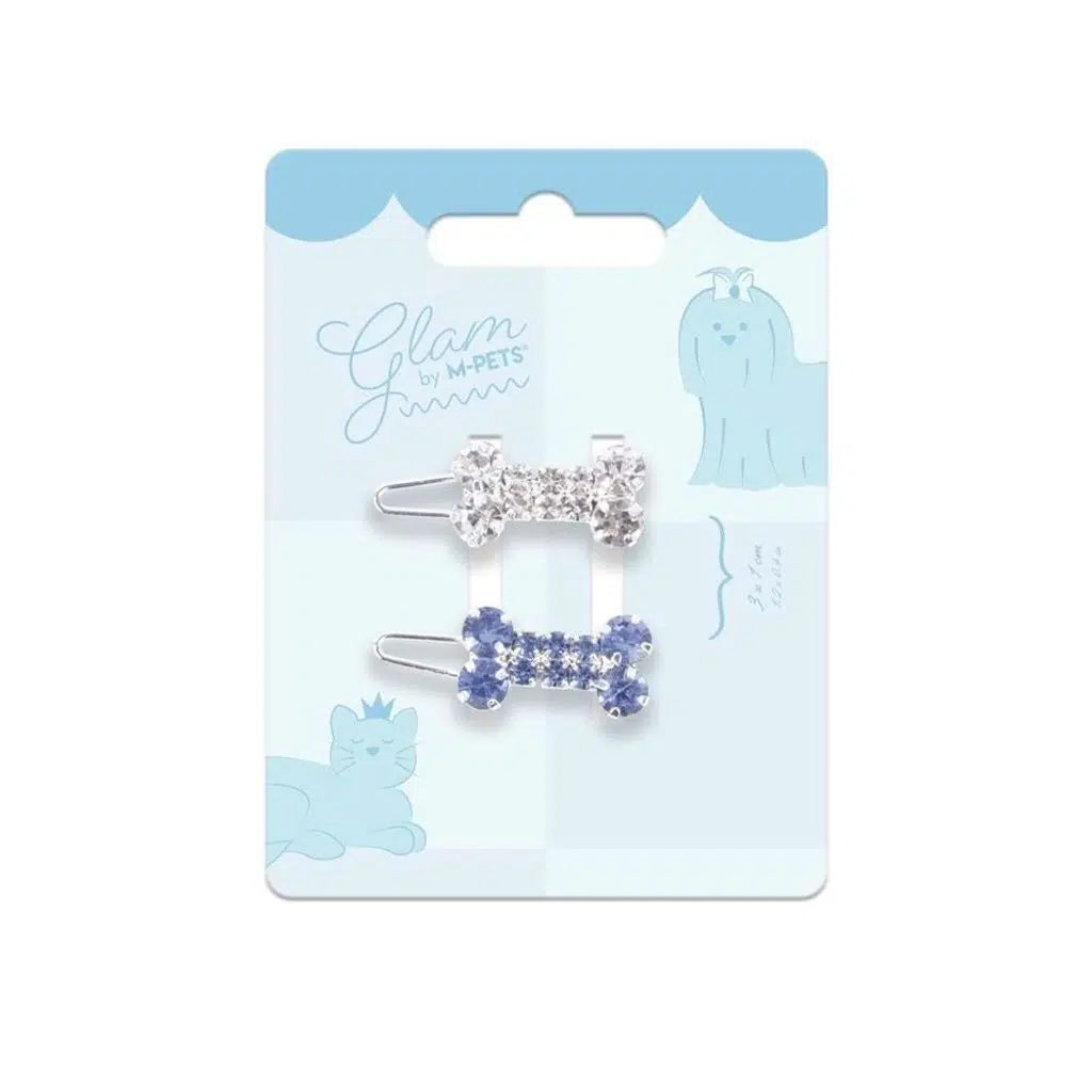 M-Pets Glam Nœud accessoire pour cheveux de chien Bleu & Blanc 1 pièce