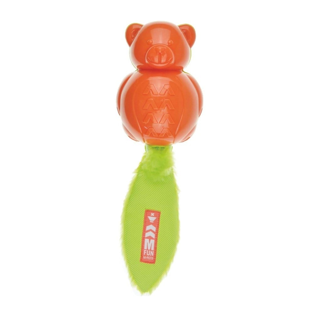 M-Pets On/Off Teddy Rubber Dog Toy Orange & Green