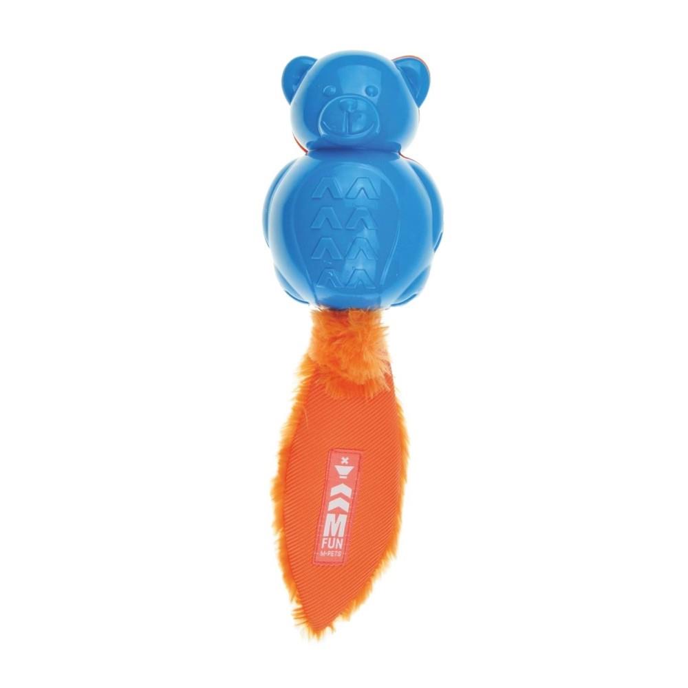 Jouet pour chien en caoutchouc avec pouët-pouët et mode silencieux M-Pets Teddy, bleu, 30 cm