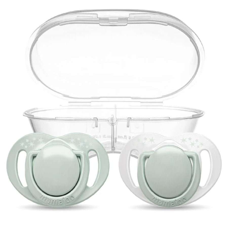 Mamajoo Powder Green Orthodontic Pacifiers with Storage Case 6m+ 2pk