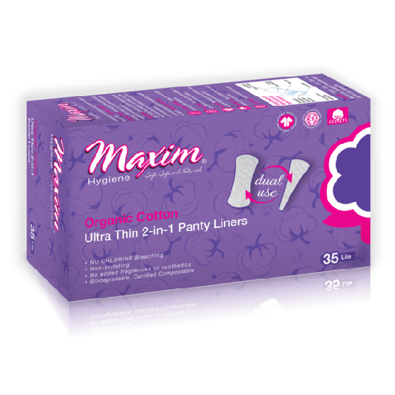 Maxim Organic Cotton 2-in-1 Liners Dual Protection 12 Packs of 35 Feminine Pads & Protectors Pasteur Pharmacy